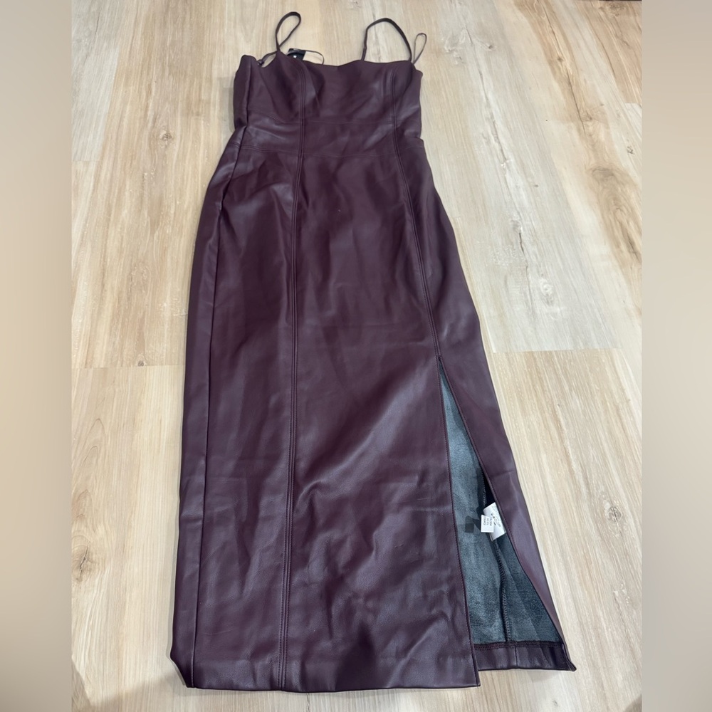 Express Burgundy Leather Dress